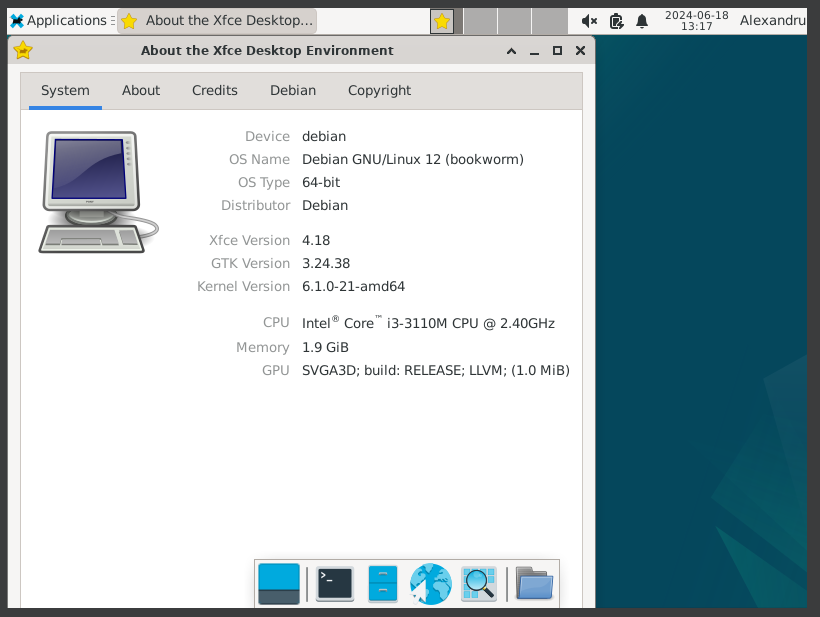 Xfce4 is running on Debian